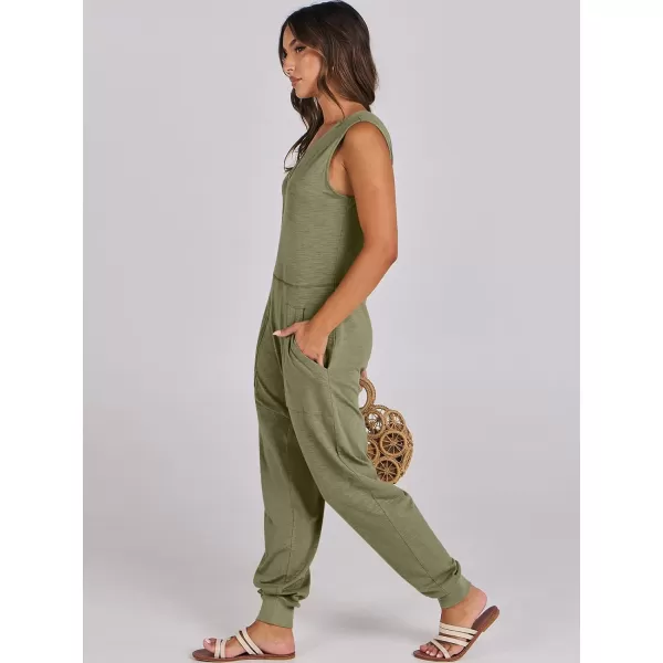 imageANRABESS Women Summer Casual Sleeveless V Neck Harem Jumpsuits One Piece Outfits Baggy Loose Lounge Rompers JumperArmy Green