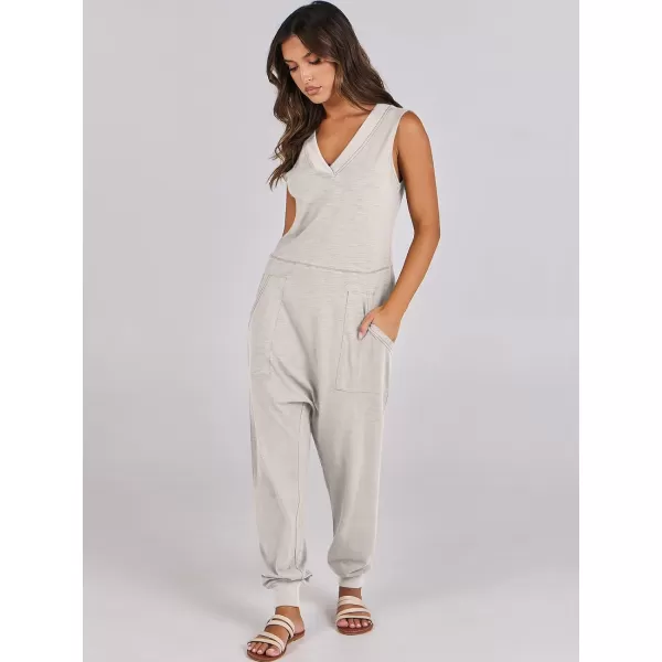 imageANRABESS Women Summer Casual Sleeveless V Neck Harem Jumpsuits One Piece Outfits Baggy Loose Lounge Rompers JumperBeige
