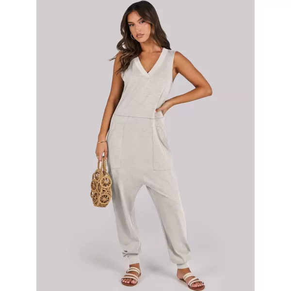 imageANRABESS Women Summer Casual Sleeveless V Neck Harem Jumpsuits One Piece Outfits Baggy Loose Lounge Rompers JumperBeige