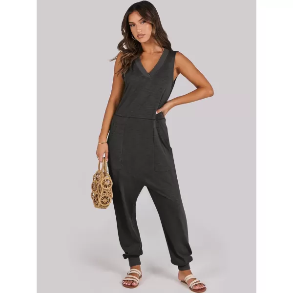 imageANRABESS Women Summer Casual Sleeveless V Neck Harem Jumpsuits One Piece Outfits Baggy Loose Lounge Rompers JumperBlack
