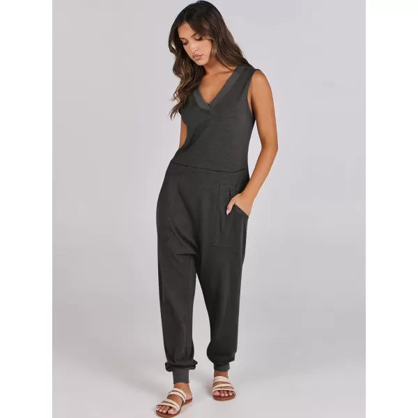 imageANRABESS Women Summer Casual Sleeveless V Neck Harem Jumpsuits One Piece Outfits Baggy Loose Lounge Rompers JumperBlack