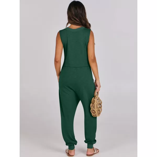 imageANRABESS Women Summer Casual Sleeveless V Neck Harem Jumpsuits One Piece Outfits Baggy Loose Lounge Rompers JumperDeep Green