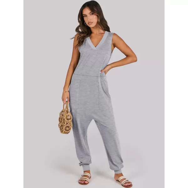 imageANRABESS Women Summer Casual Sleeveless V Neck Harem Jumpsuits One Piece Outfits Baggy Loose Lounge Rompers JumperGrey