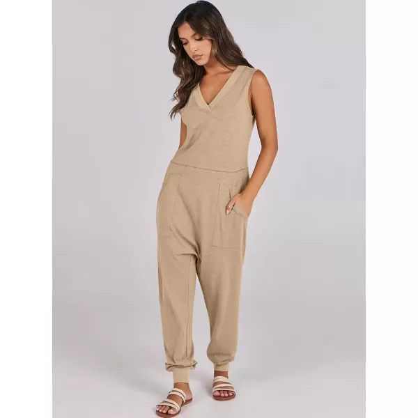 imageANRABESS Women Summer Casual Sleeveless V Neck Harem Jumpsuits One Piece Outfits Baggy Loose Lounge Rompers JumperKhaki