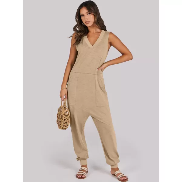 imageANRABESS Women Summer Casual Sleeveless V Neck Harem Jumpsuits One Piece Outfits Baggy Loose Lounge Rompers JumperKhaki