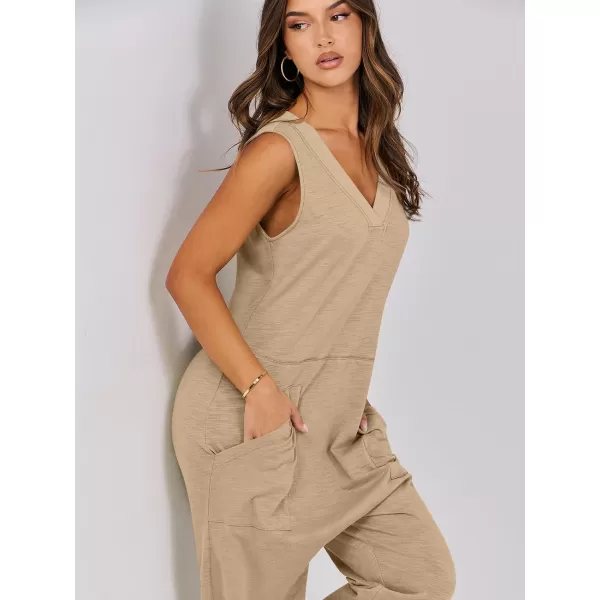 imageANRABESS Women Summer Casual Sleeveless V Neck Harem Jumpsuits One Piece Outfits Baggy Loose Lounge Rompers JumperKhaki