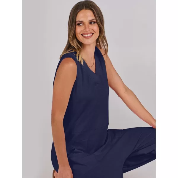 imageANRABESS Women Summer Casual Sleeveless V Neck Harem Jumpsuits One Piece Outfits Baggy Loose Lounge Rompers JumperNavy Blue