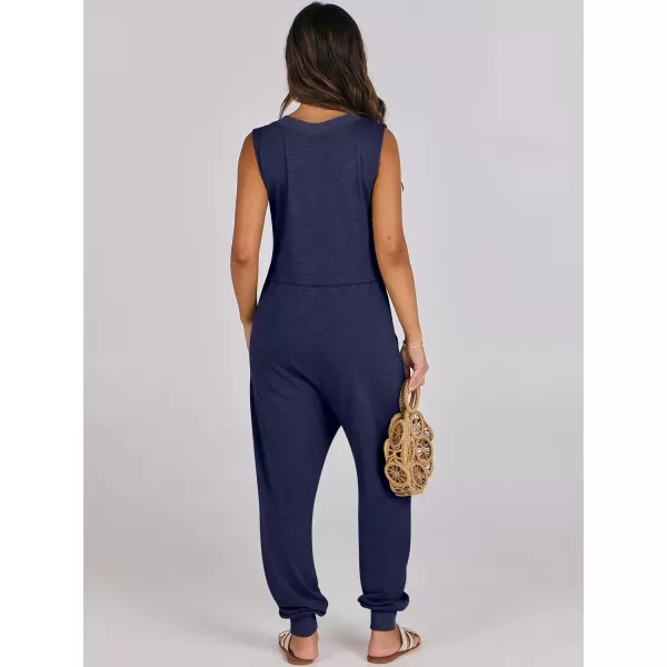 imageANRABESS Women Summer Casual Sleeveless V Neck Harem Jumpsuits One Piece Outfits Baggy Loose Lounge Rompers JumperNavy Blue