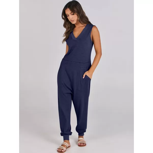 imageANRABESS Women Summer Casual Sleeveless V Neck Harem Jumpsuits One Piece Outfits Baggy Loose Lounge Rompers JumperNavy Blue