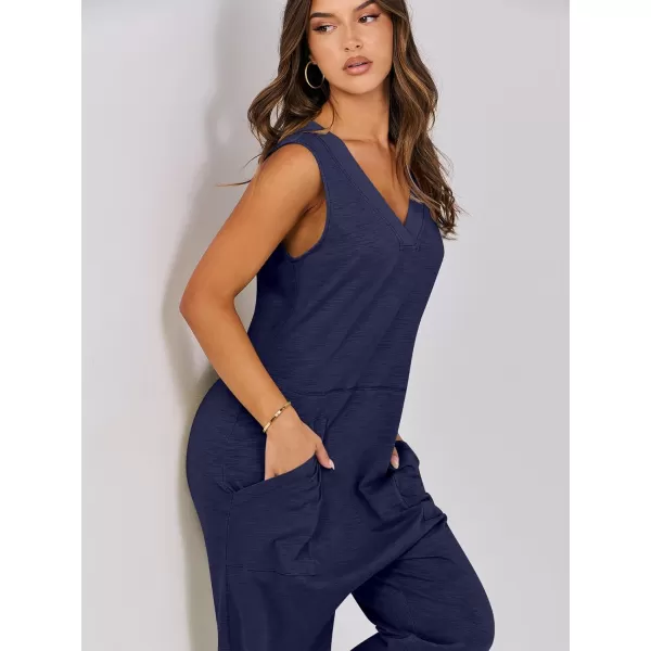 imageANRABESS Women Summer Casual Sleeveless V Neck Harem Jumpsuits One Piece Outfits Baggy Loose Lounge Rompers JumperNavy Blue