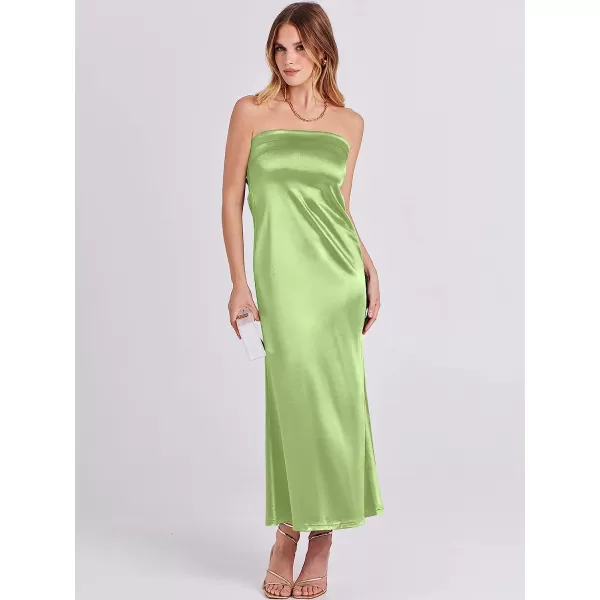 imageANRABESS Women Summer Satin Strapless Formal Dress Sexy Backless Bodycon Wedding Cocktail Party Maxi DressArmy Green