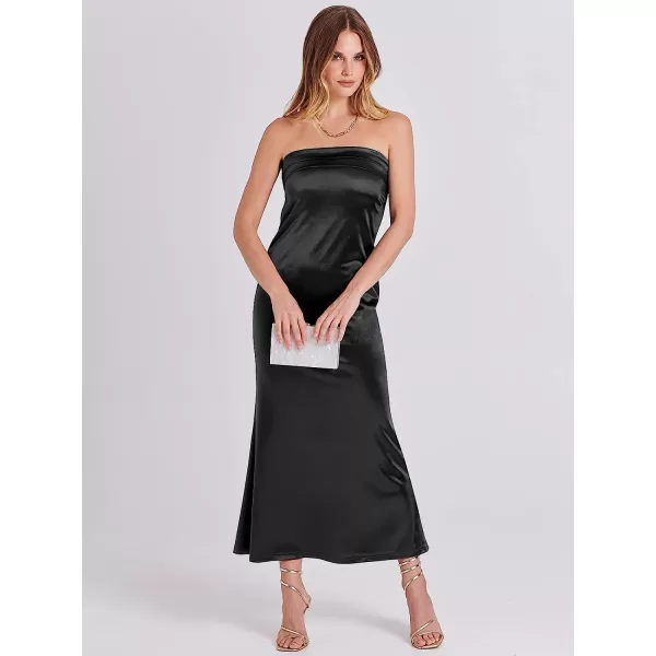 imageANRABESS Women Summer Satin Strapless Formal Dress Sexy Backless Bodycon Wedding Cocktail Party Maxi DressBlack