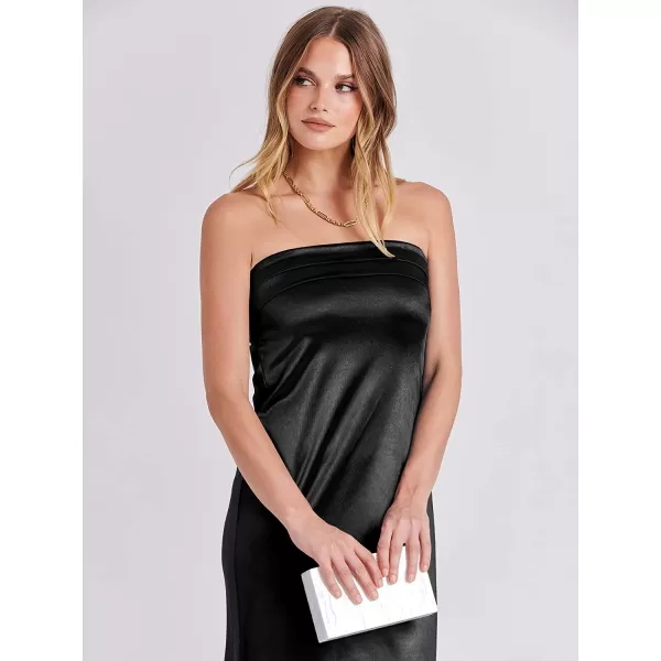 imageANRABESS Women Summer Satin Strapless Formal Dress Sexy Backless Bodycon Wedding Cocktail Party Maxi DressBlack