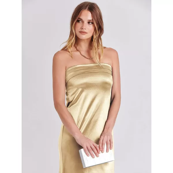 imageANRABESS Women Summer Satin Strapless Formal Dress Sexy Backless Bodycon Wedding Cocktail Party Maxi DressChampagne