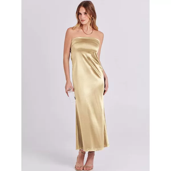 imageANRABESS Women Summer Satin Strapless Formal Dress Sexy Backless Bodycon Wedding Cocktail Party Maxi DressChampagne