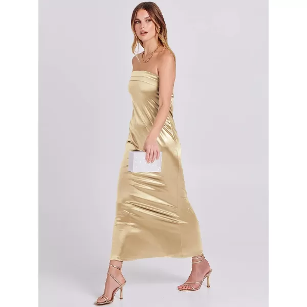 imageANRABESS Women Summer Satin Strapless Formal Dress Sexy Backless Bodycon Wedding Cocktail Party Maxi DressChampagne