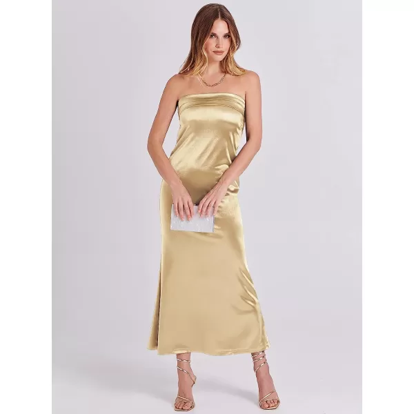 imageANRABESS Women Summer Satin Strapless Formal Dress Sexy Backless Bodycon Wedding Cocktail Party Maxi DressChampagne