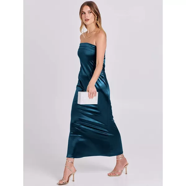 imageANRABESS Women Summer Satin Strapless Formal Dress Sexy Backless Bodycon Wedding Cocktail Party Maxi DressDeep Blue