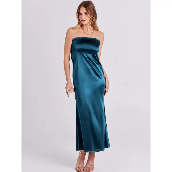 imageANRABESS Women Summer Satin Strapless Formal Dress Sexy Backless Bodycon Wedding Cocktail Party Maxi DressDeep Blue