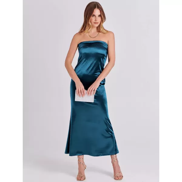 imageANRABESS Women Summer Satin Strapless Formal Dress Sexy Backless Bodycon Wedding Cocktail Party Maxi DressDeep Blue