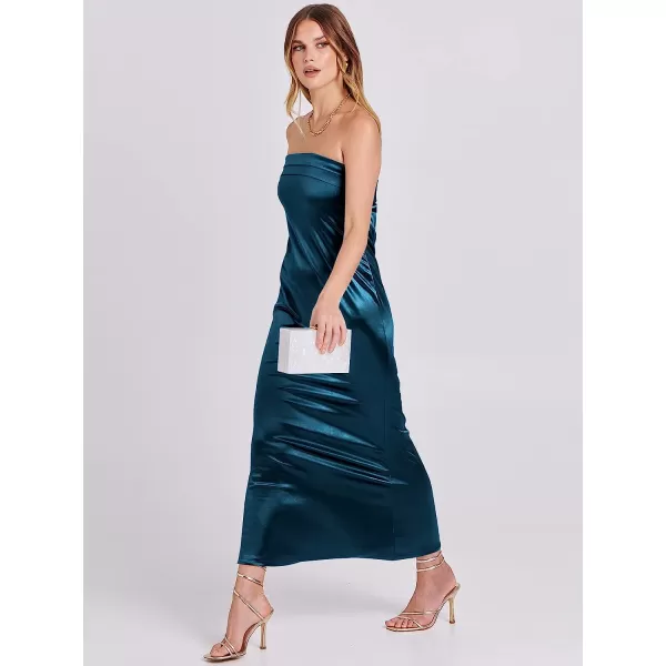 imageANRABESS Women Summer Satin Strapless Formal Dress Sexy Backless Bodycon Wedding Cocktail Party Maxi DressDeep Blue