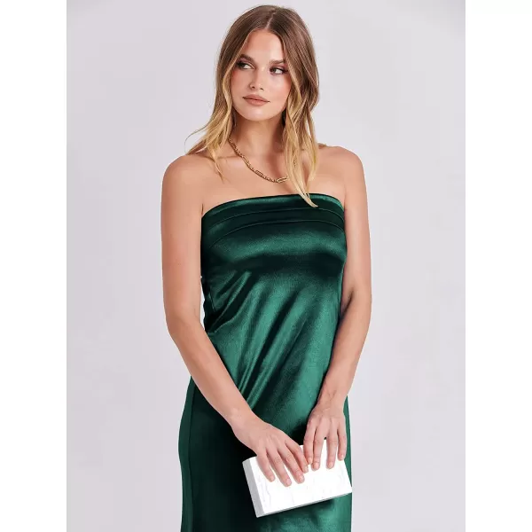 imageANRABESS Women Summer Satin Strapless Formal Dress Sexy Backless Bodycon Wedding Cocktail Party Maxi DressDeep Green