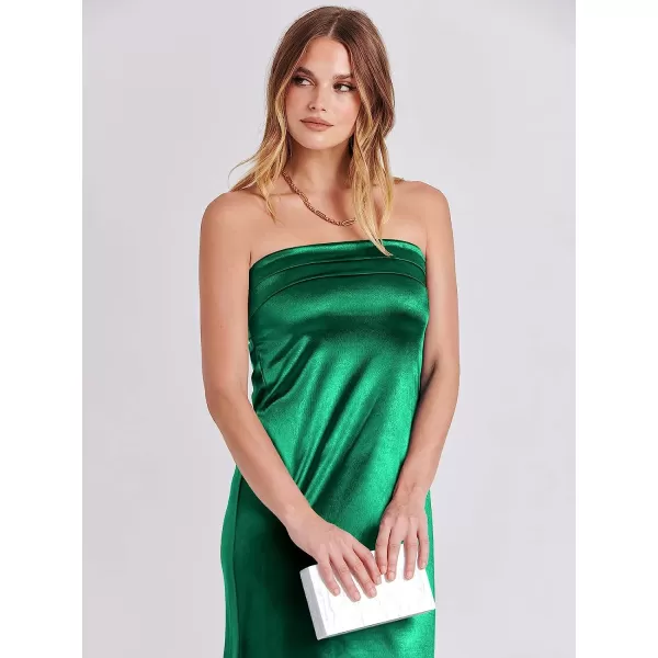 imageANRABESS Women Summer Satin Strapless Formal Dress Sexy Backless Bodycon Wedding Cocktail Party Maxi DressGreen