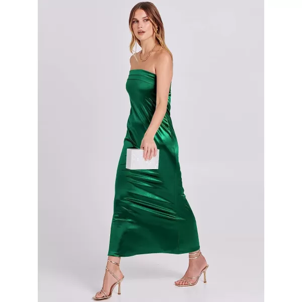 imageANRABESS Women Summer Satin Strapless Formal Dress Sexy Backless Bodycon Wedding Cocktail Party Maxi DressGreen