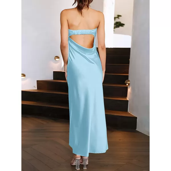 imageANRABESS Women Summer Satin Strapless Formal Dress Sexy Backless Bodycon Wedding Cocktail Party Maxi DressLight Blue