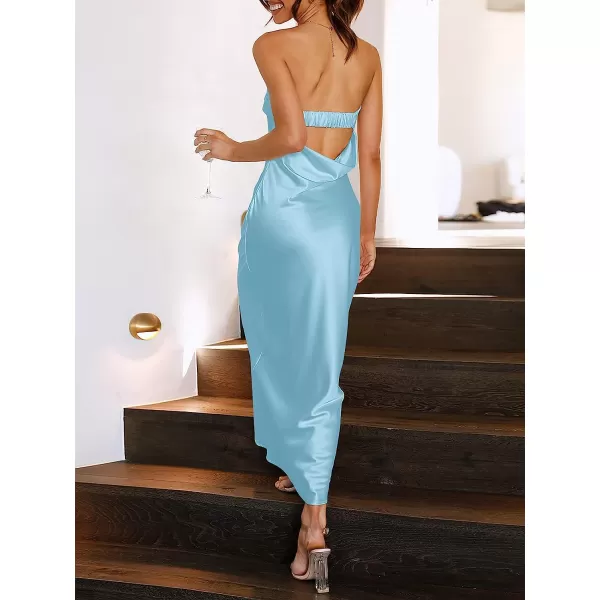 imageANRABESS Women Summer Satin Strapless Formal Dress Sexy Backless Bodycon Wedding Cocktail Party Maxi DressLight Blue