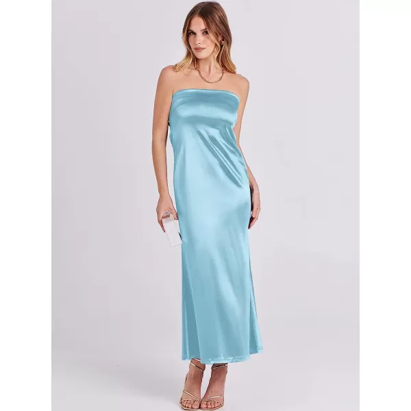 imageANRABESS Women Summer Satin Strapless Formal Dress Sexy Backless Bodycon Wedding Cocktail Party Maxi DressLight Blue