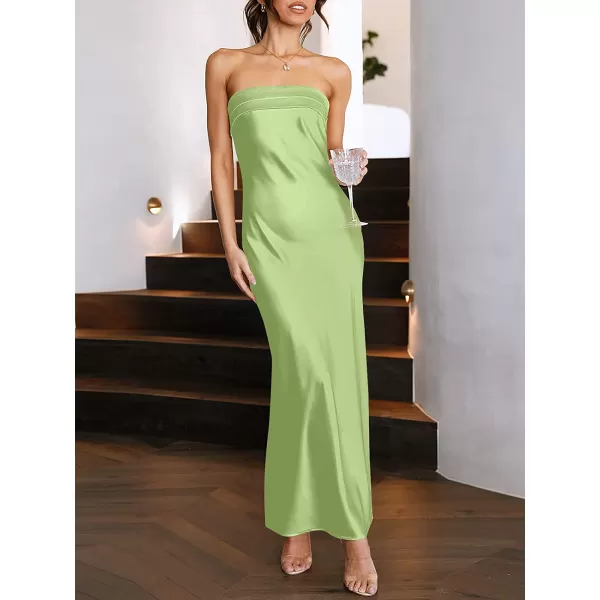 imageANRABESS Women Summer Satin Strapless Formal Dress Sexy Backless Bodycon Wedding Cocktail Party Maxi DressLight Green