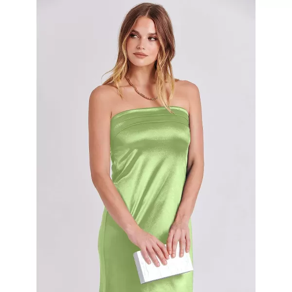 imageANRABESS Women Summer Satin Strapless Formal Dress Sexy Backless Bodycon Wedding Cocktail Party Maxi DressLight Green
