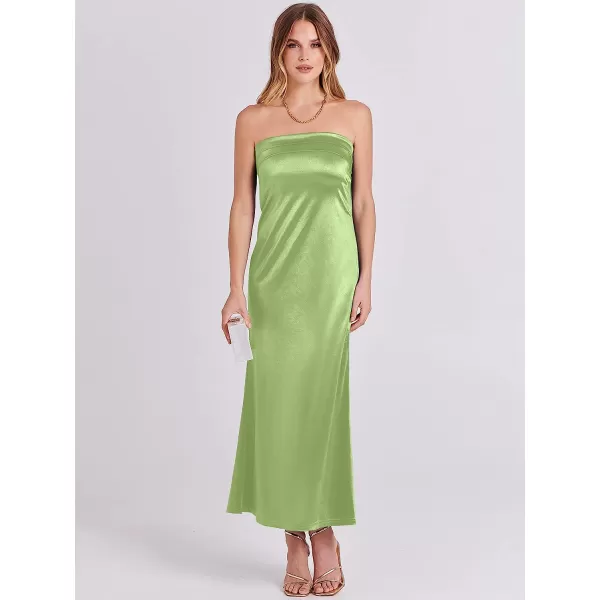 imageANRABESS Women Summer Satin Strapless Formal Dress Sexy Backless Bodycon Wedding Cocktail Party Maxi DressLight Green