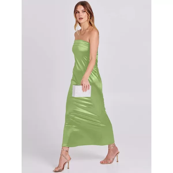 imageANRABESS Women Summer Satin Strapless Formal Dress Sexy Backless Bodycon Wedding Cocktail Party Maxi DressLight Green