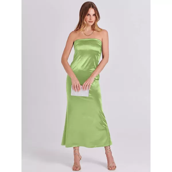 imageANRABESS Women Summer Satin Strapless Formal Dress Sexy Backless Bodycon Wedding Cocktail Party Maxi DressLight Green
