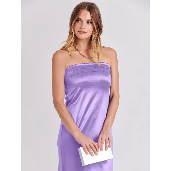 imageANRABESS Women Summer Satin Strapless Formal Dress Sexy Backless Bodycon Wedding Cocktail Party Maxi DressPurple