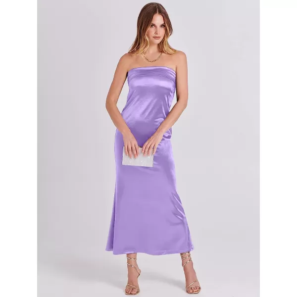 imageANRABESS Women Summer Satin Strapless Formal Dress Sexy Backless Bodycon Wedding Cocktail Party Maxi DressPurple