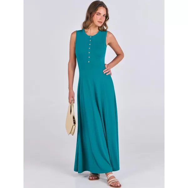 imageANRABESS Women Summer Sleeveless Button Round Neck Fit  Flare ALine Casual Maxi Dresses with PocketsLake