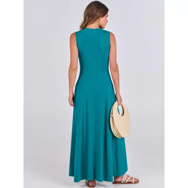 imageANRABESS Women Summer Sleeveless Button Round Neck Fit  Flare ALine Casual Maxi Dresses with PocketsLake