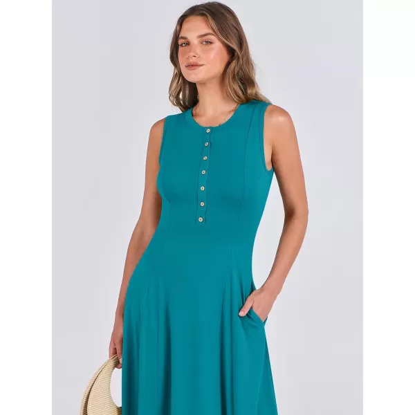 imageANRABESS Women Summer Sleeveless Button Round Neck Fit  Flare ALine Casual Maxi Dresses with PocketsLake