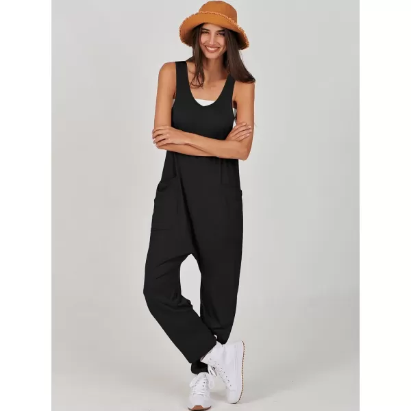 imageANRABESS Women Summer Sleeveless Casual Loose Baggy V Neck Jumpsuit Romper OutftsBlack