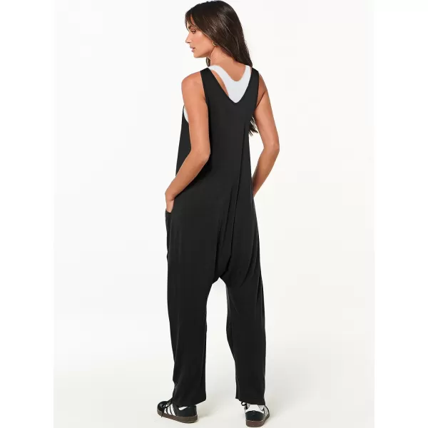imageANRABESS Women Summer Sleeveless Casual Loose Baggy V Neck Jumpsuit Romper OutftsBlack