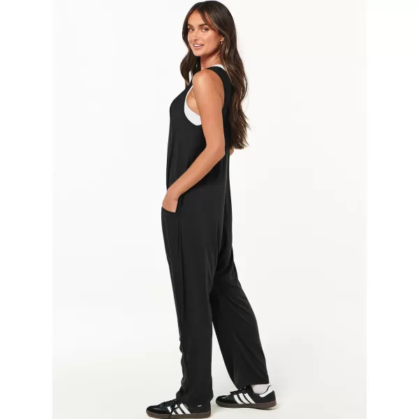 imageANRABESS Women Summer Sleeveless Casual Loose Baggy V Neck Jumpsuit Romper OutftsBlack
