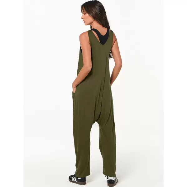 imageANRABESS Women Summer Sleeveless Casual Loose Baggy V Neck Jumpsuit Romper OutftsGreen