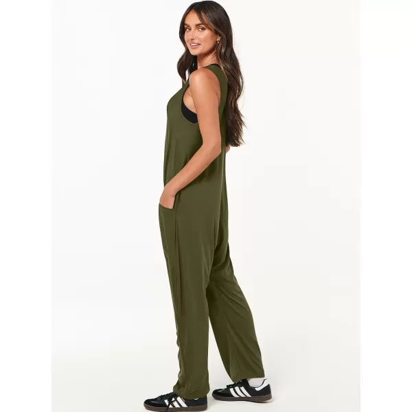 imageANRABESS Women Summer Sleeveless Casual Loose Baggy V Neck Jumpsuit Romper OutftsGreen
