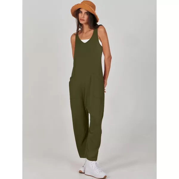 imageANRABESS Women Summer Sleeveless Casual Loose Baggy V Neck Jumpsuit Romper OutftsGreen