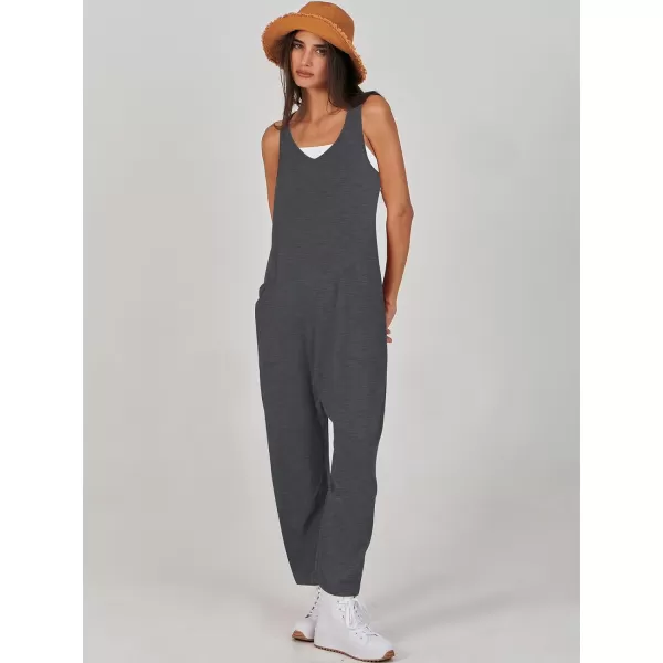 imageANRABESS Women Summer Sleeveless Casual Loose Baggy V Neck Jumpsuit Romper OutftsGrey