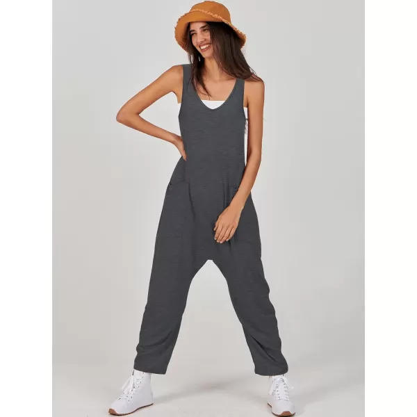 imageANRABESS Women Summer Sleeveless Casual Loose Baggy V Neck Jumpsuit Romper OutftsGrey