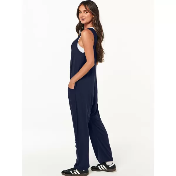 imageANRABESS Women Summer Sleeveless Casual Loose Baggy V Neck Jumpsuit Romper OutftsNavy Blue